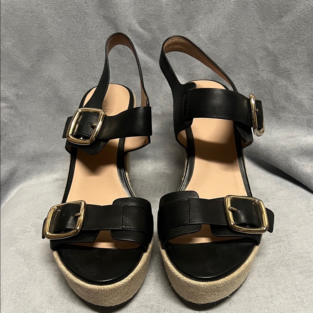 27 EDIT Black Sandals with Gold Buckles